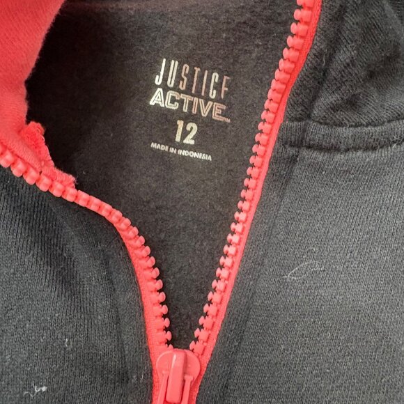 Justice Active Girls Long Sleeve Half-Zip Pullover Top Size 12 Black & Pink - Picture 2 of 2